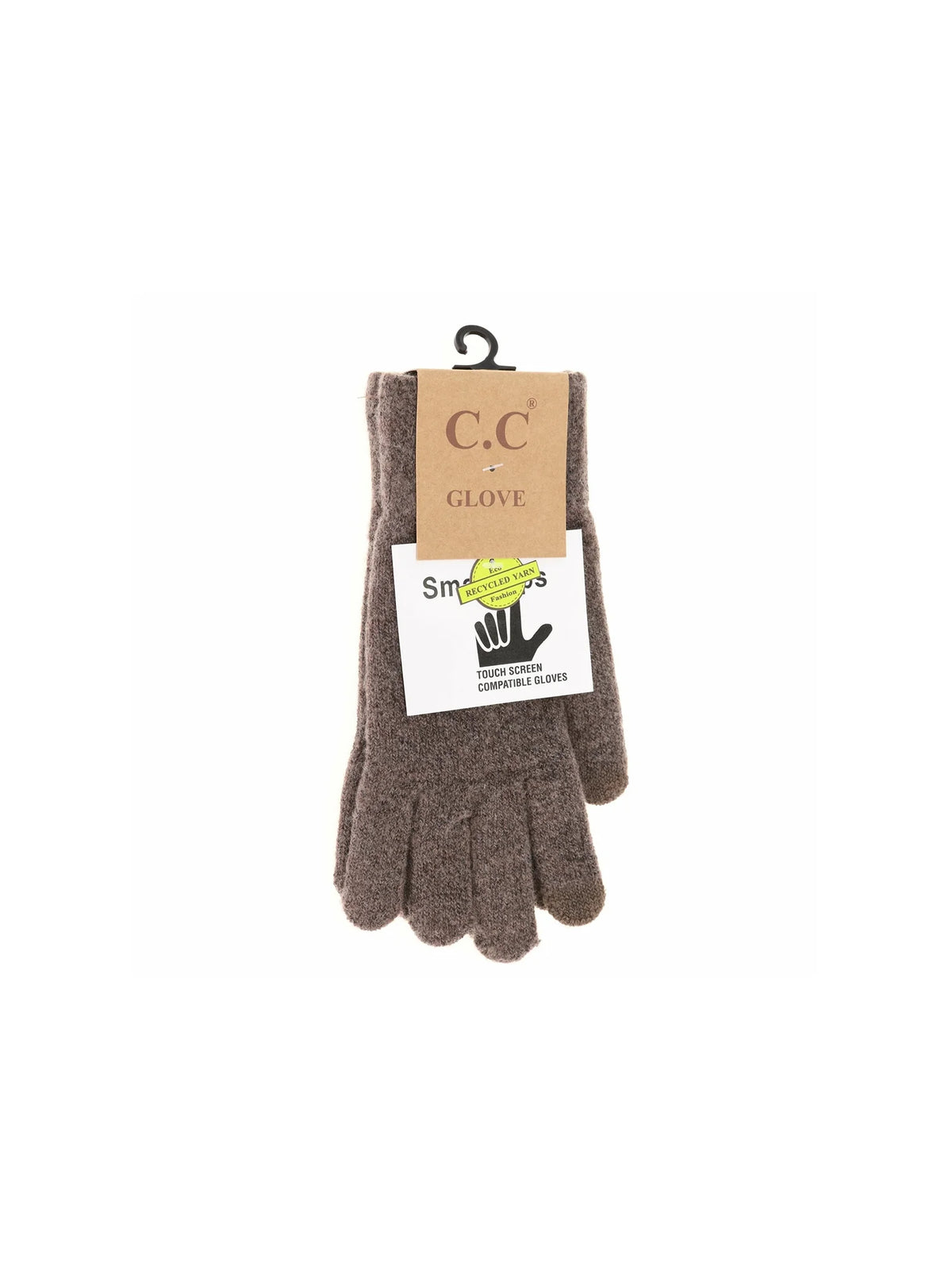 Soft Recycled Yarn Touch Screen Gloves Earth Brown