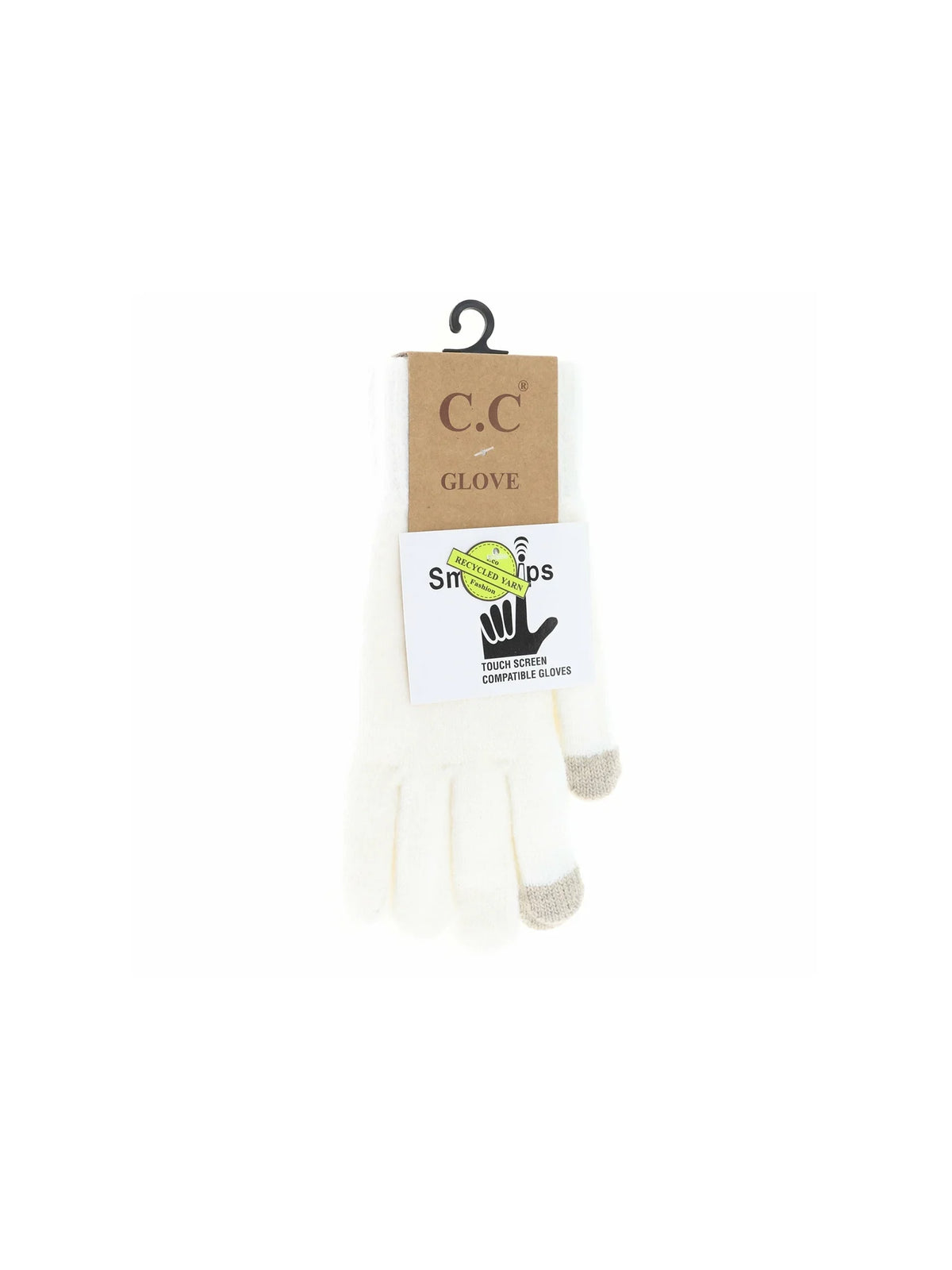 Soft Recycled Yarn Touch Screen Gloves Ivory