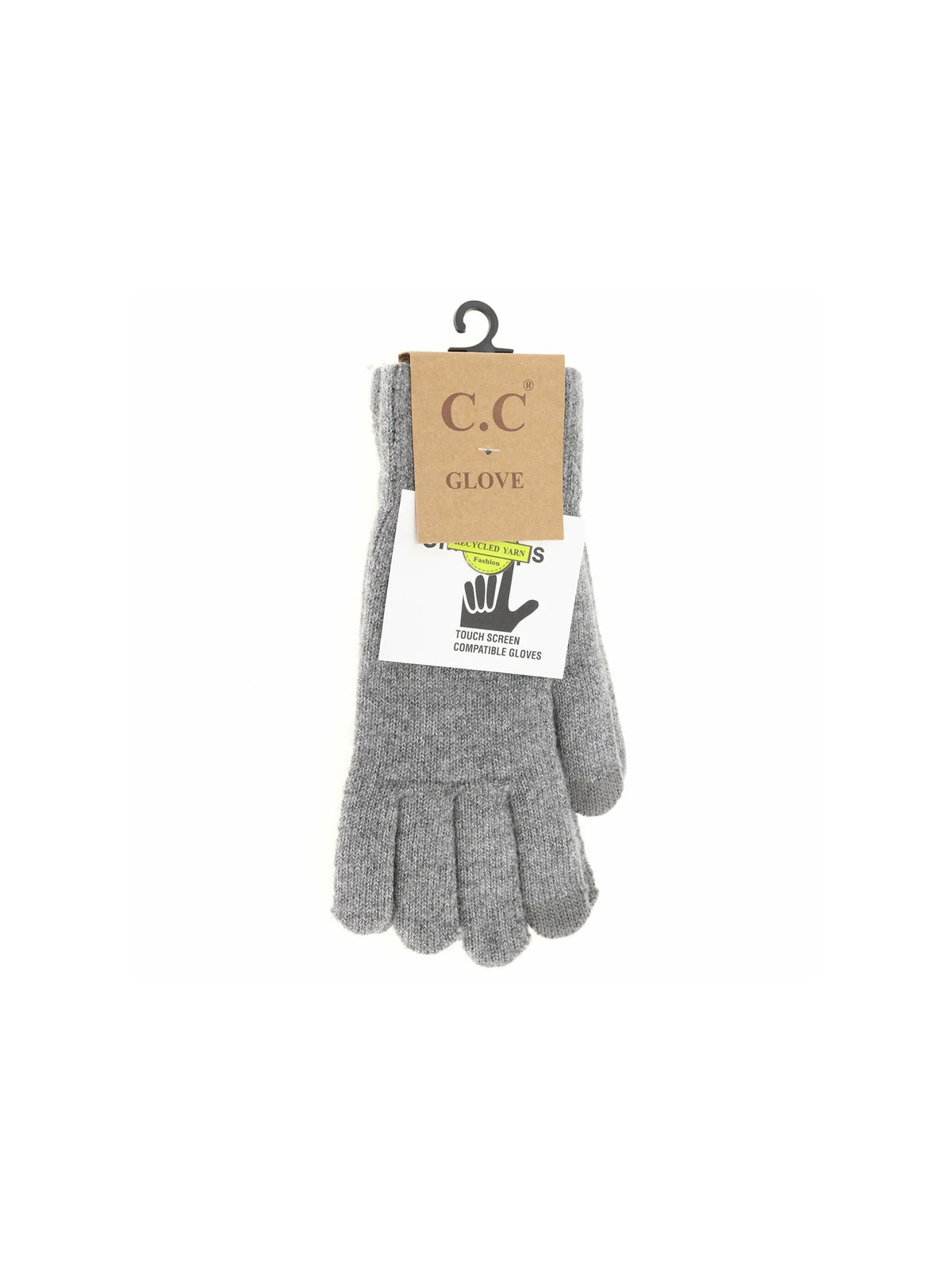 Soft Recycled Yarn Touch Screen Gloves Light Grey