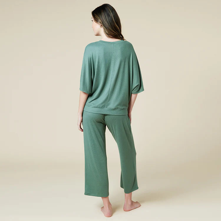 Dream Relaxed Capri Lounge Set in dusty green-back