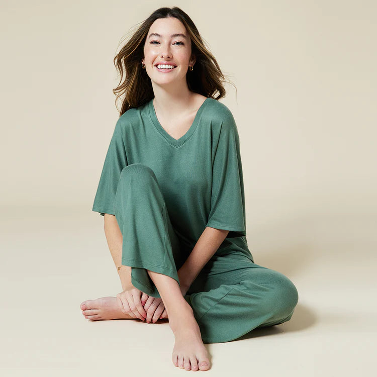 Dream Relaxed Capri Lounge Set in dusty green-front