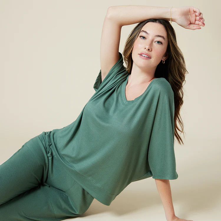 Dream Relaxed Capri Lounge Set in dusty green-front