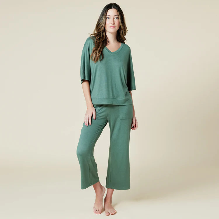 Dream Relaxed Capri Lounge Set in dusty green-front