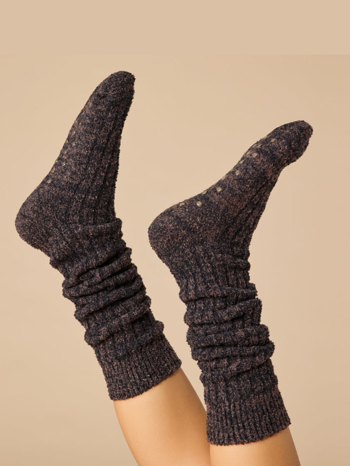 Marshmallow Slouch Socks dark heather espresso