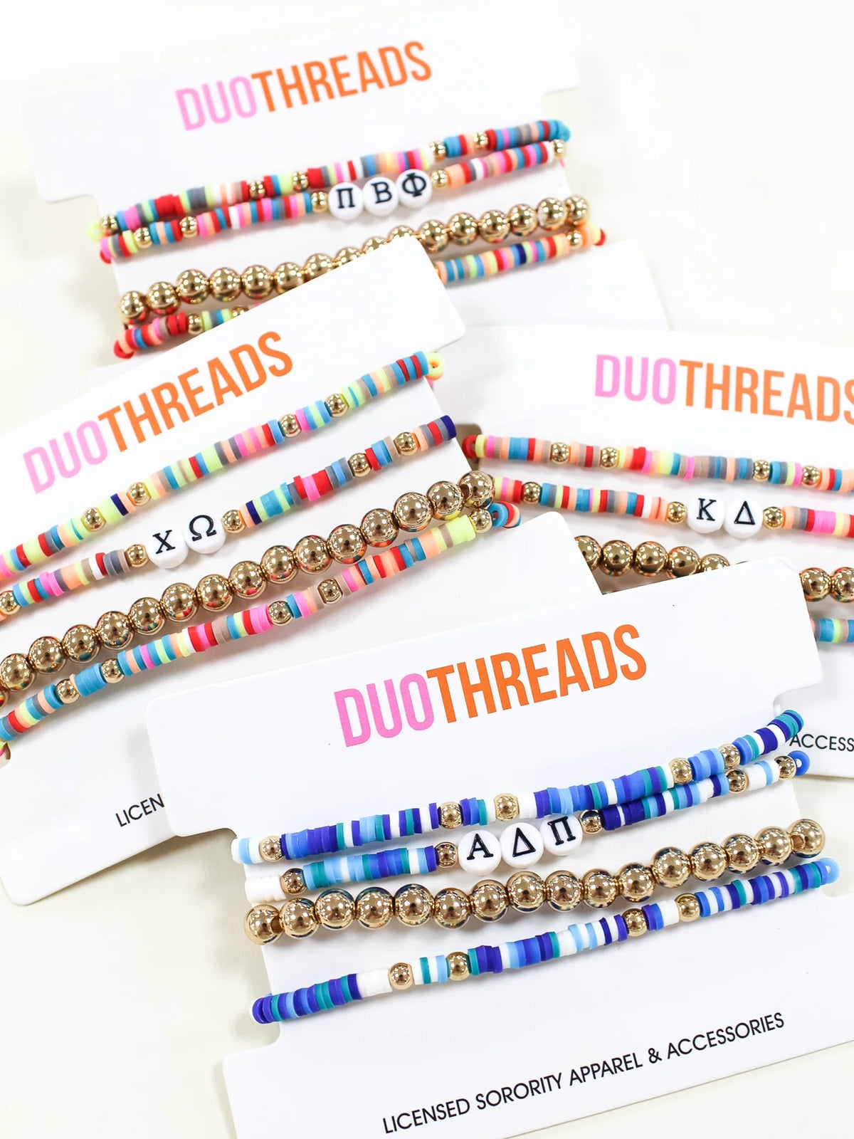 sorority beaded greek letters bracelet stack set of 4