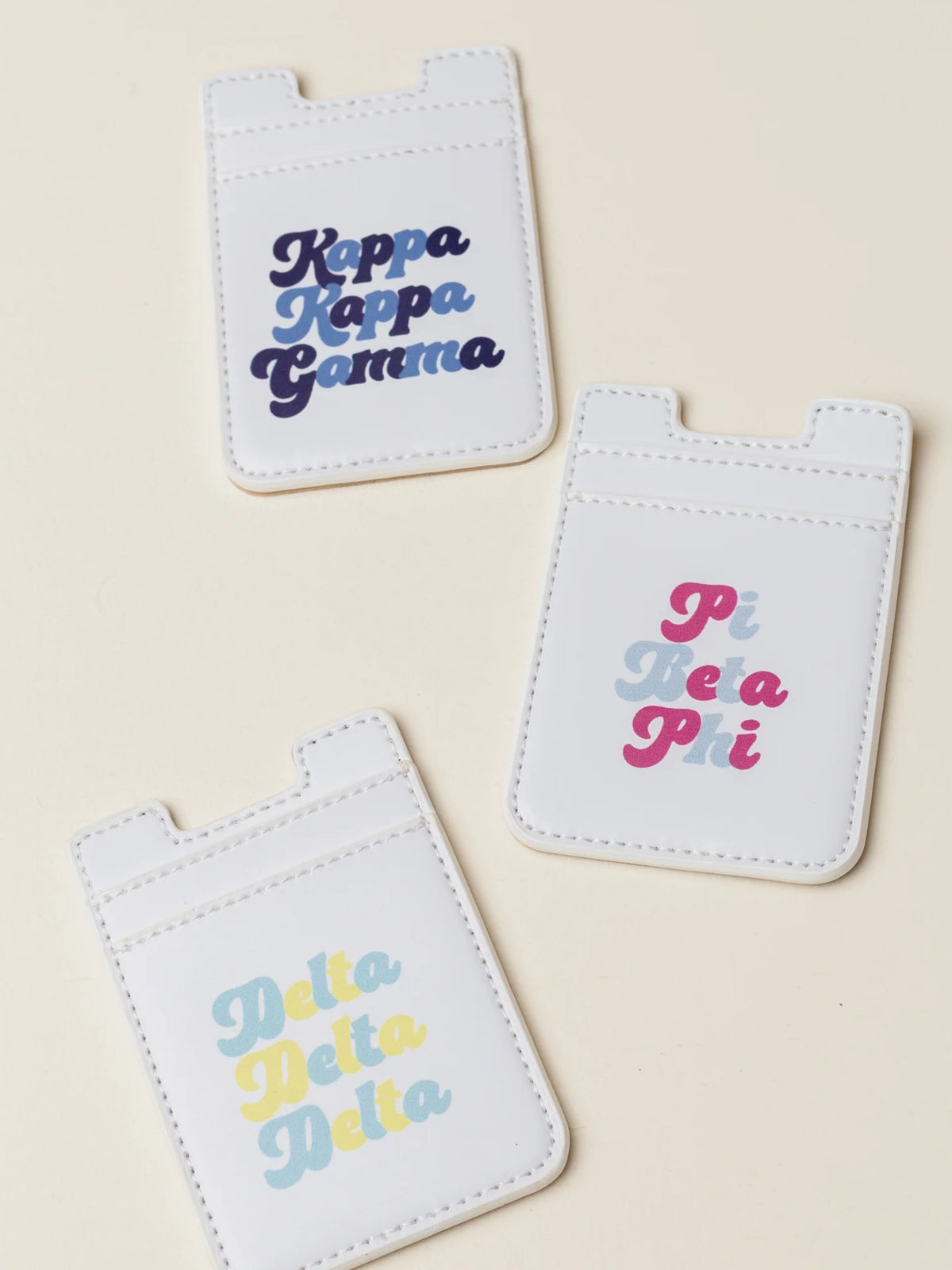 sorority bubble letter stick-on cell phone wallet card cases