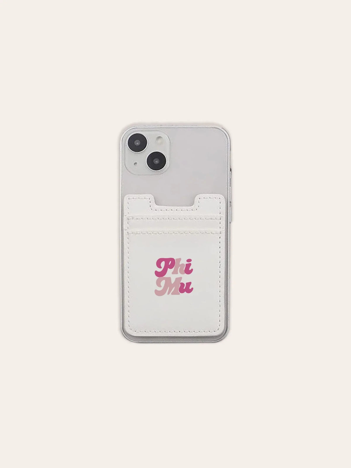 sorority bubble letter stick-on cell phone wallet card case phi mu