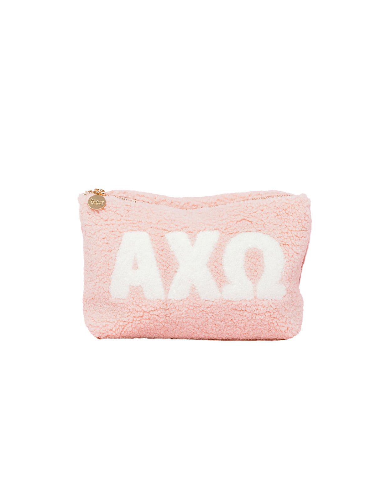 sorority greek letter pink teddy makeup pouch alpha chi omega