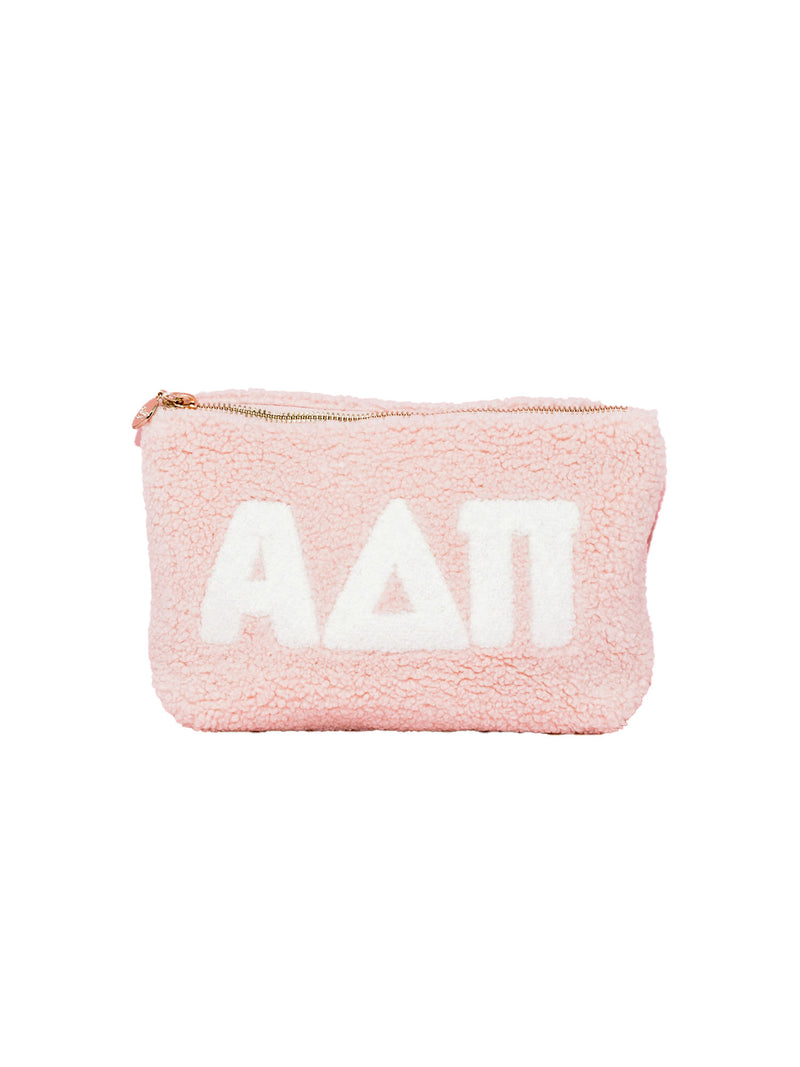 sorority greek letter pink teddy makeup pouch alpha delta pi