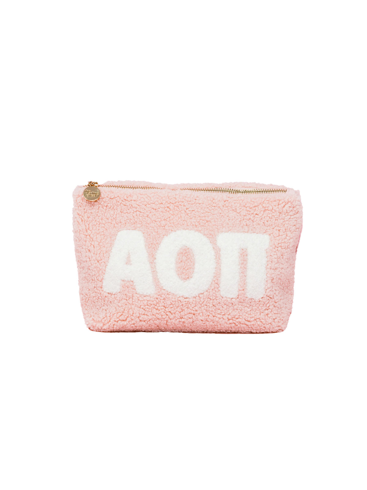 sorority greek letter pink teddy makeup pouch alpha omicron pi