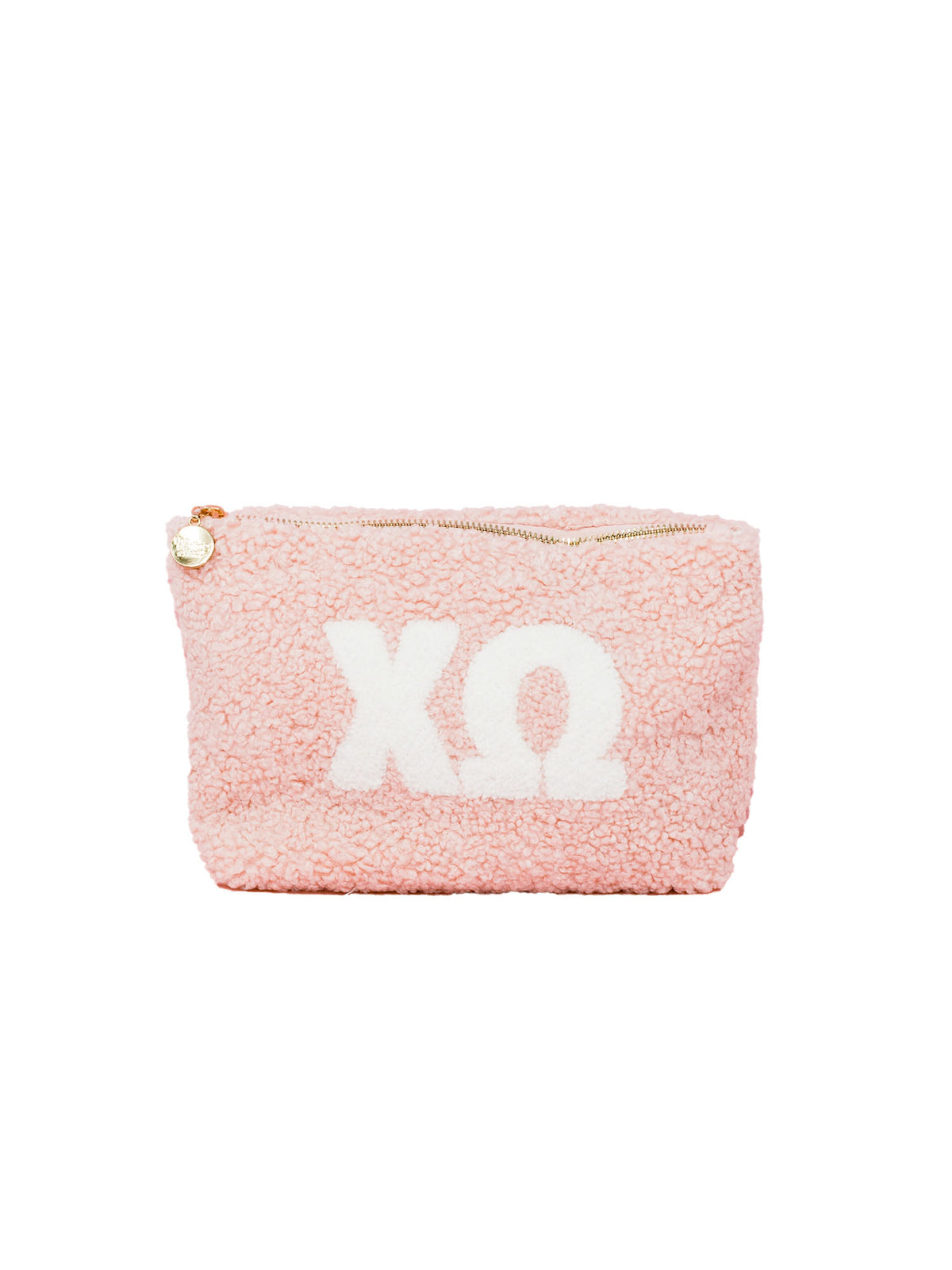 sorority greek letter pink teddy makeup pouch chi omega