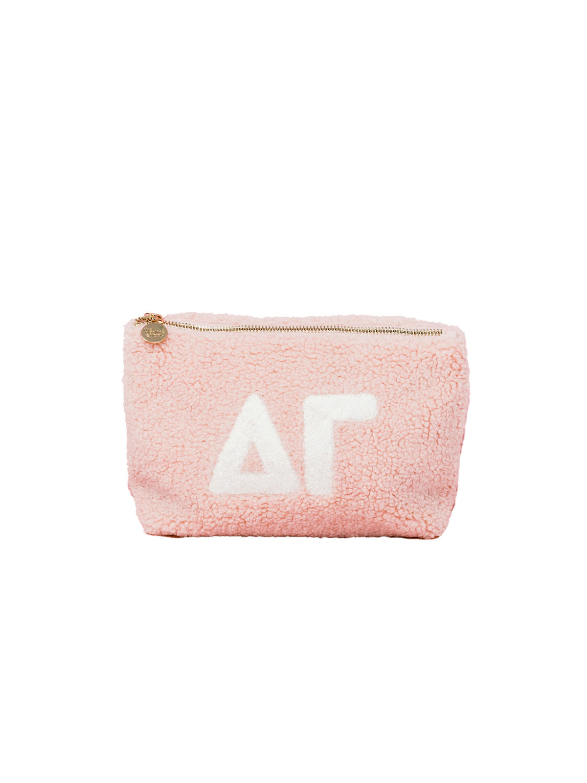 sorority greek letter pink teddy makeup pouch delta gamma