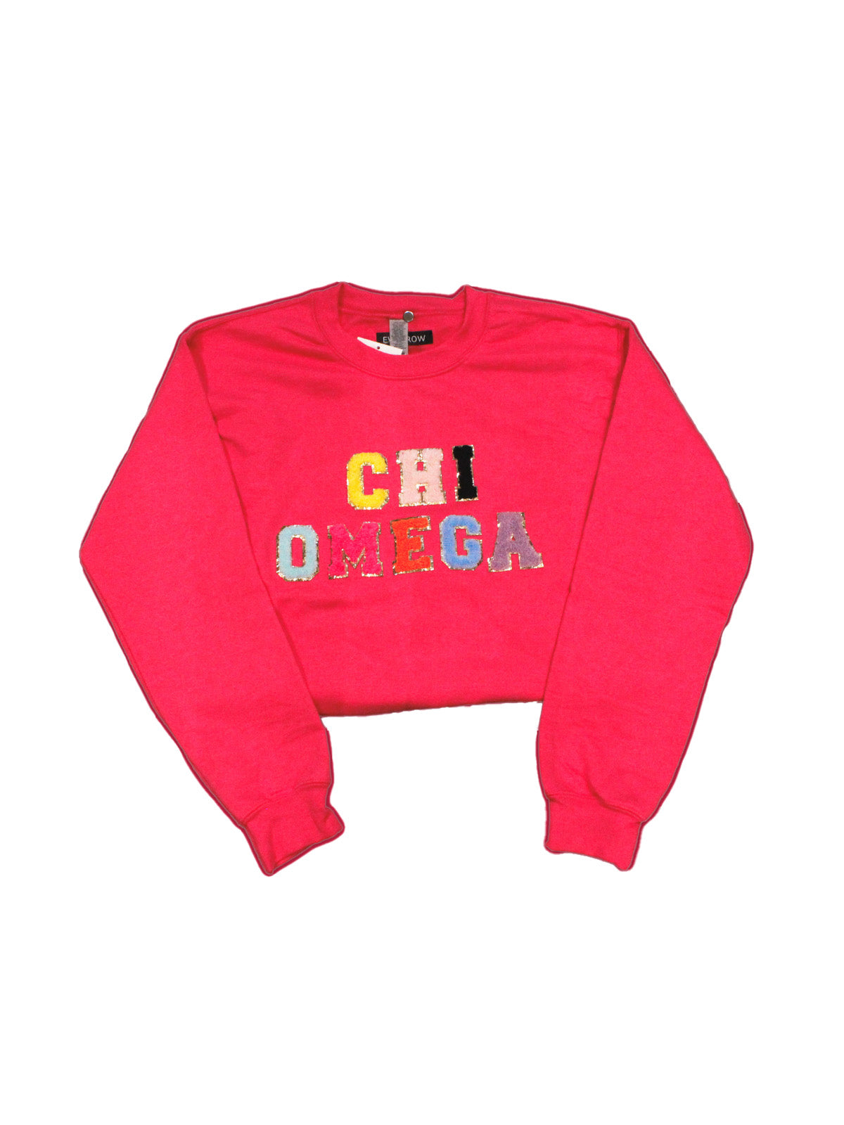 sorority varsity sweatshirt chi omega hot pink