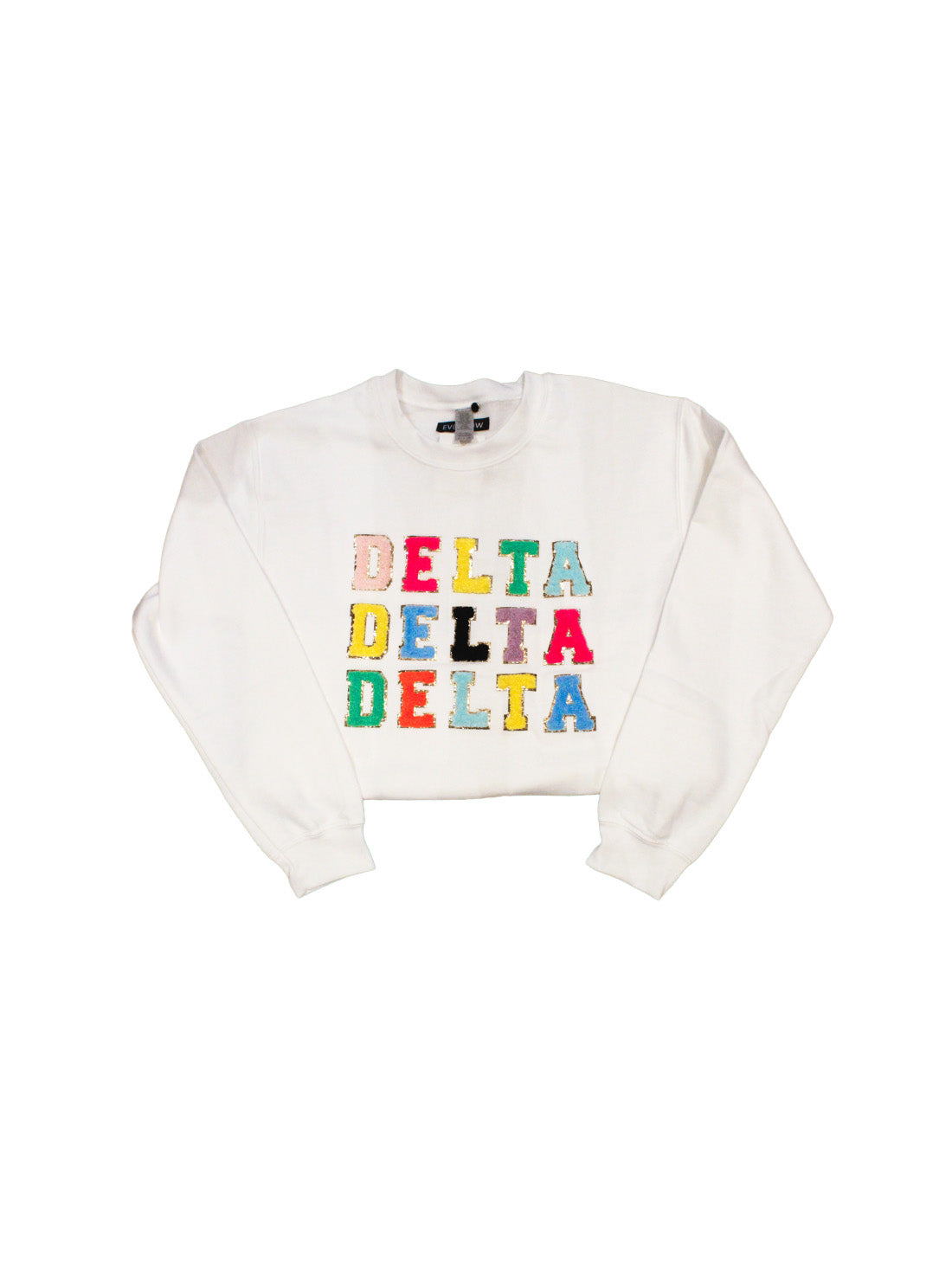 sorority varsity sweatshirt delta delta delta white