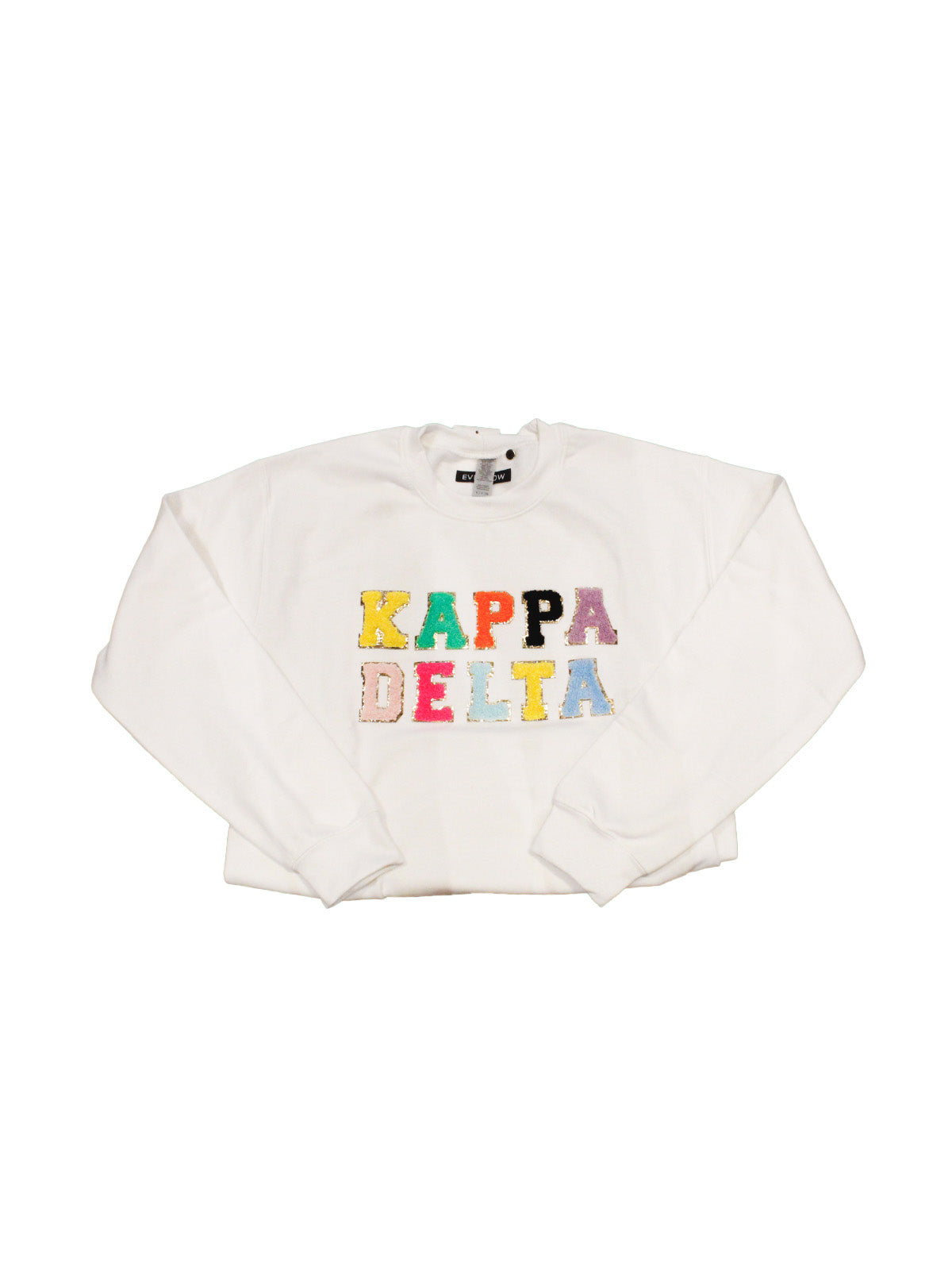 sorority varsity sweatshirt kappa delta white