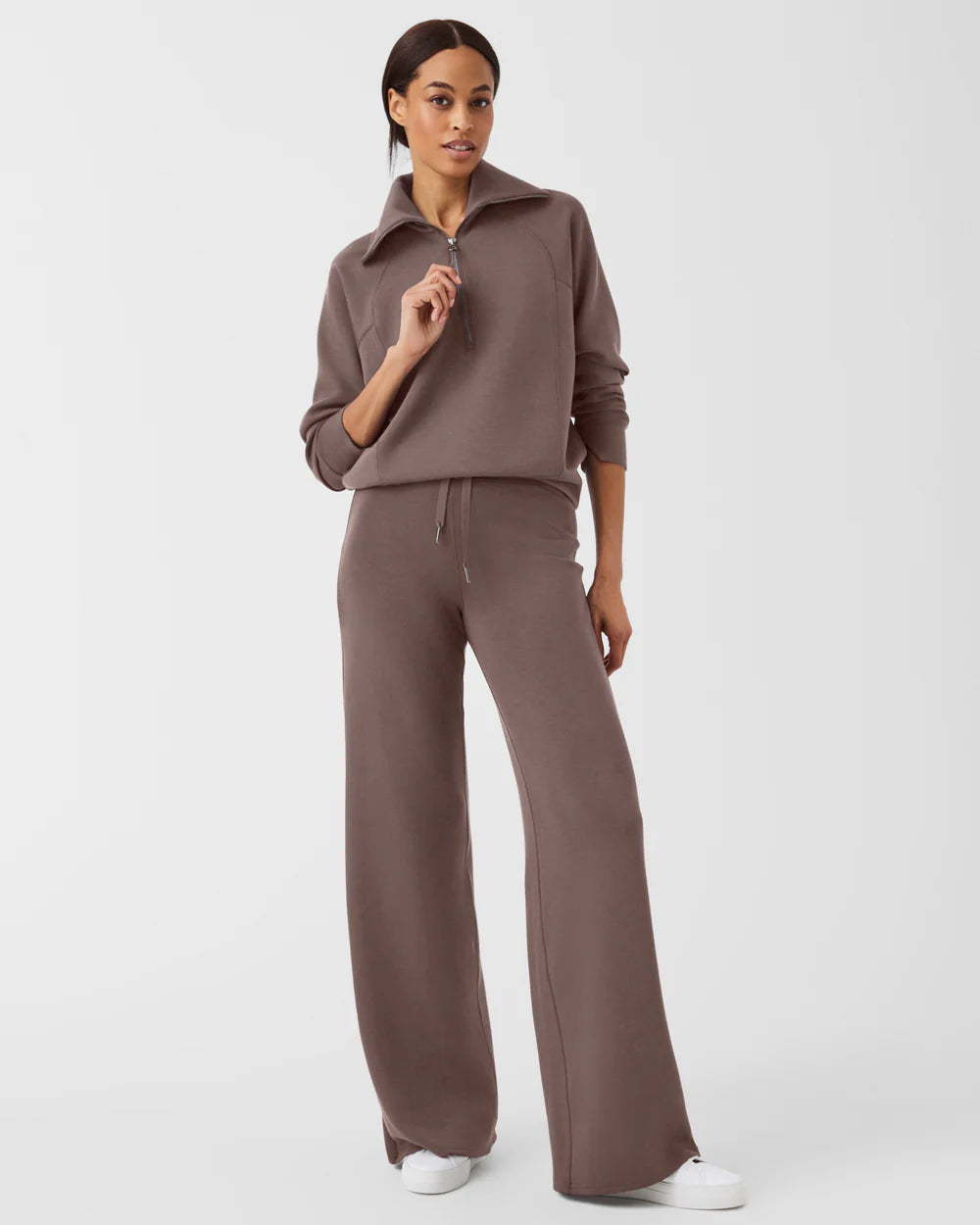 Spanx AirEssentials Half Zip in smoke-front