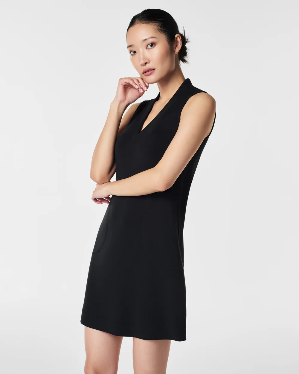 SPANX airessentials v-neck mini dress in very black