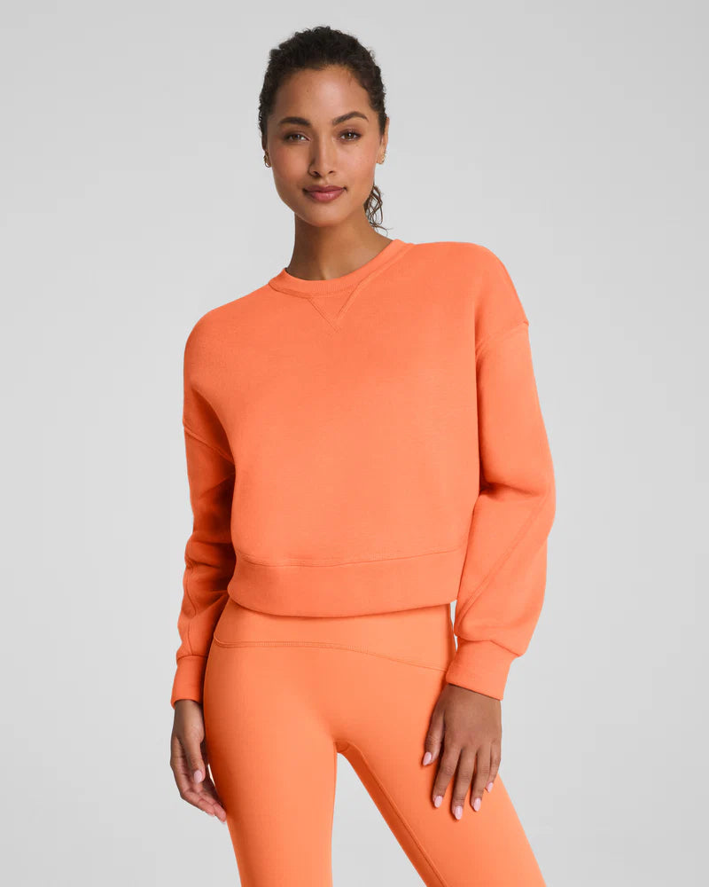 SPANX BoostUp Cotton Fleece Crewneck persimmon 