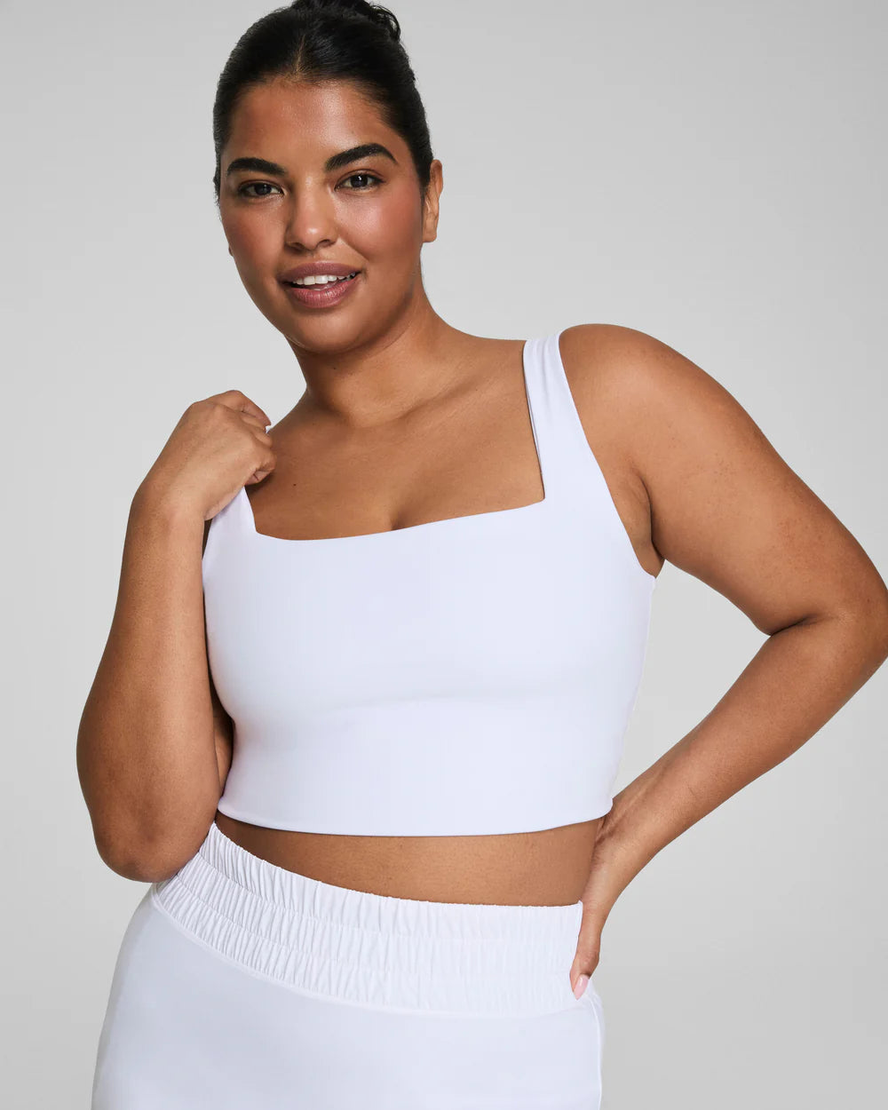 SPANXshape Cropped Square Neck Shelf Tank in vivid white 