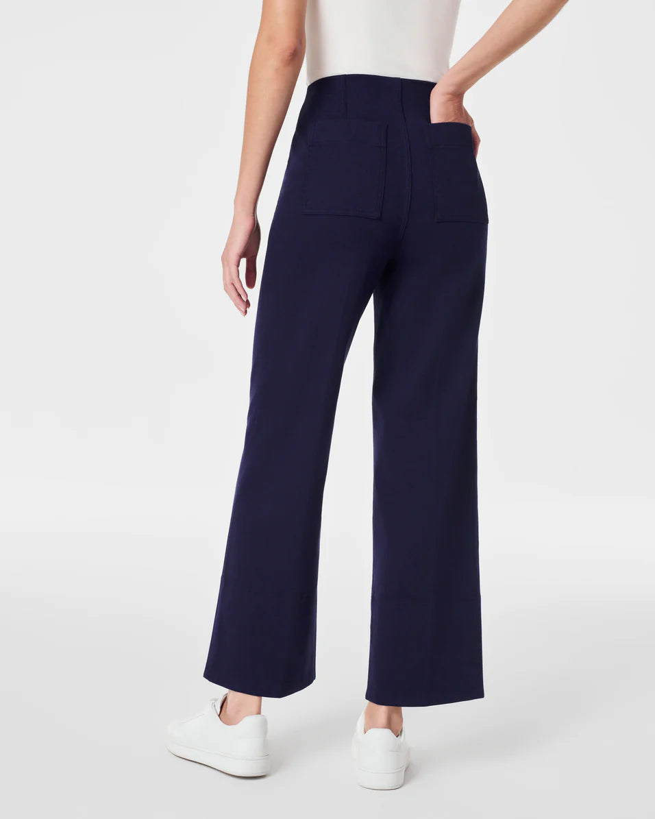 Spanx Twill Crop Wide Leg Pant in lapis blue-back