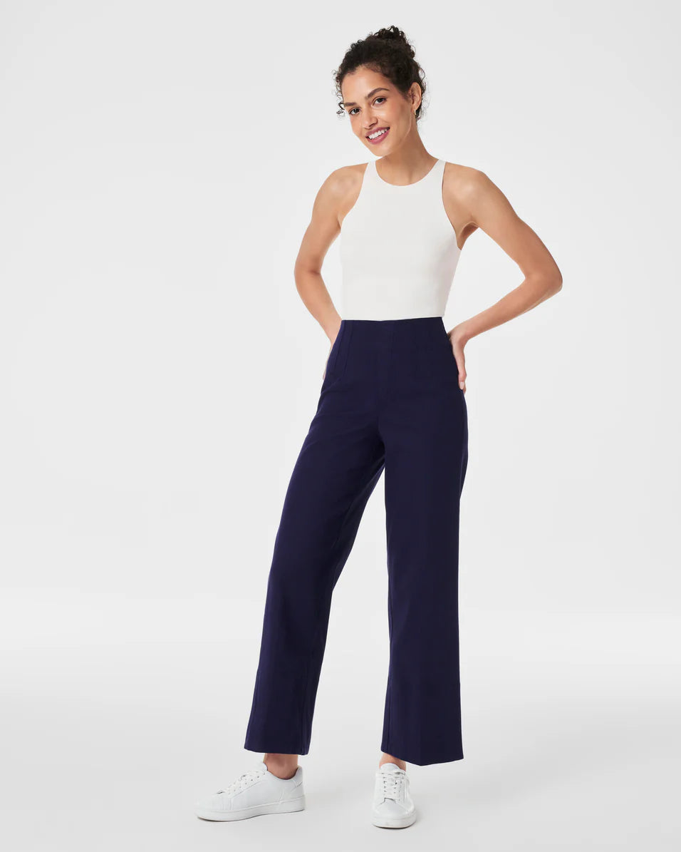 Spanx Twill Crop Wide Leg Pant in lapis blue-front