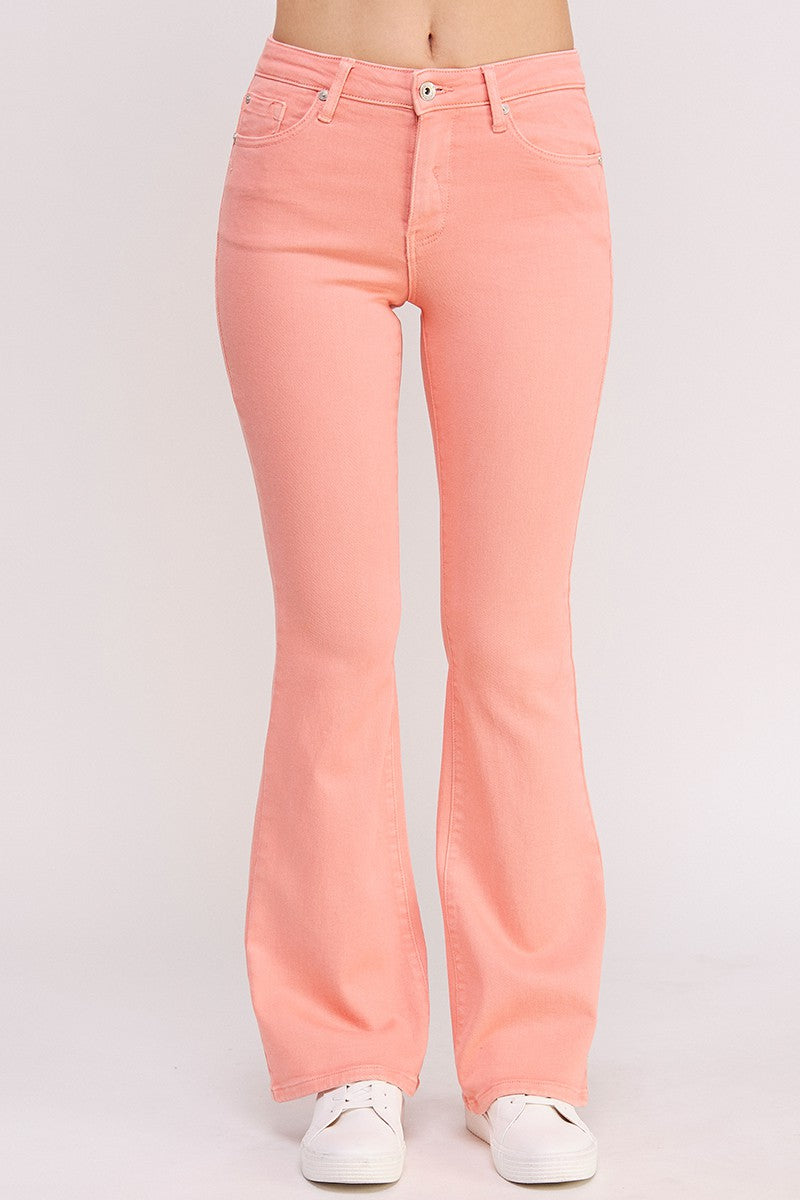 Mid Rise Color Slim Bootcut Stretch Jeans