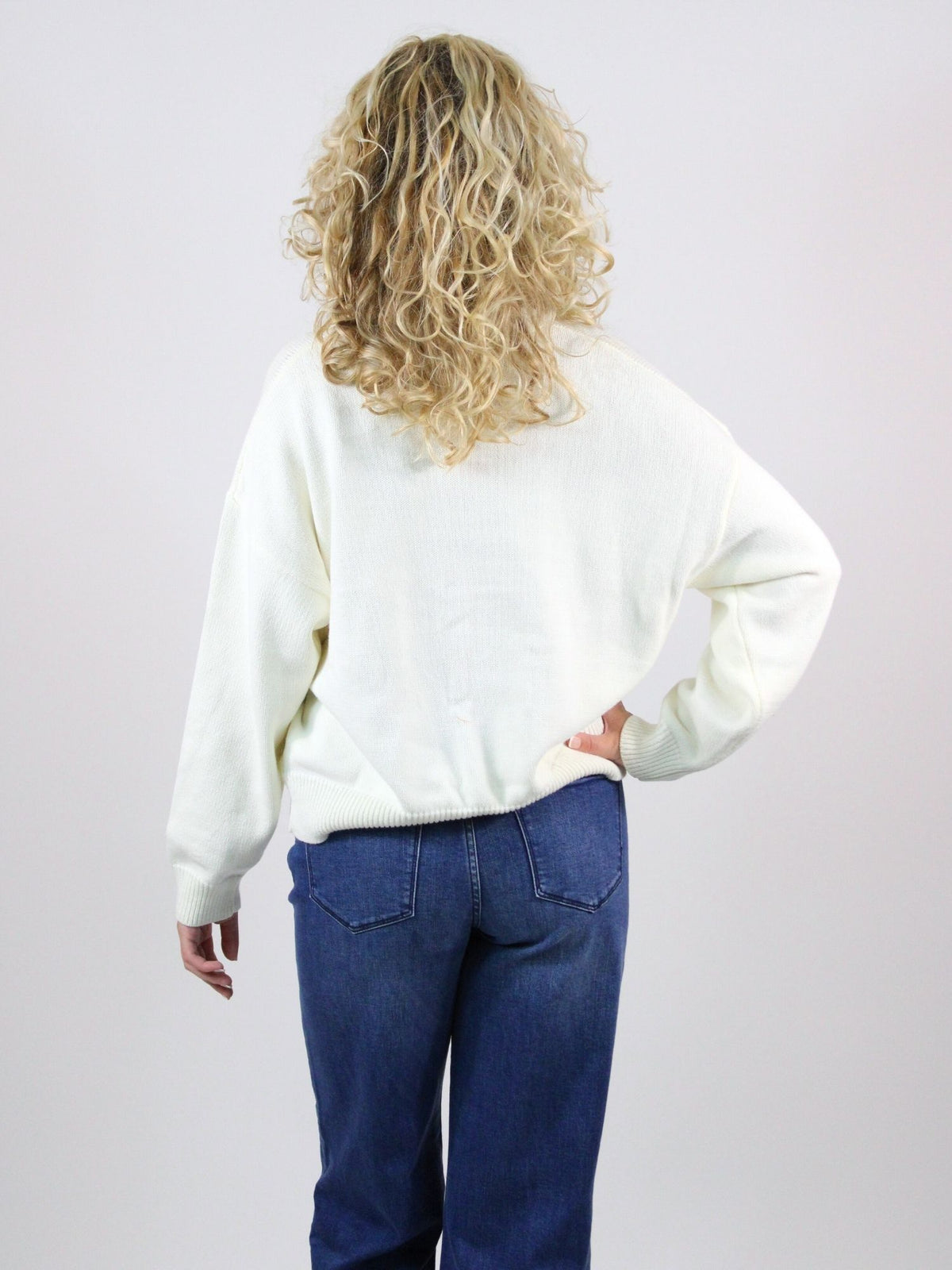 Spirit Squad Teddy Sweater in white and orange