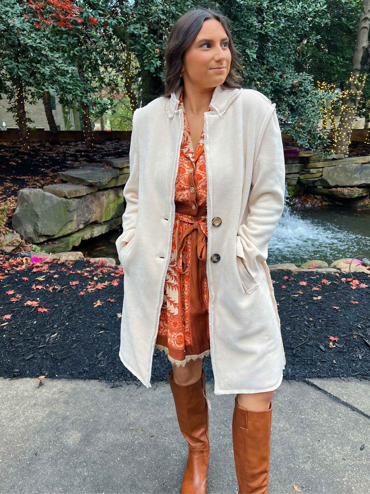 Stand Collar Corduroy Car Coat