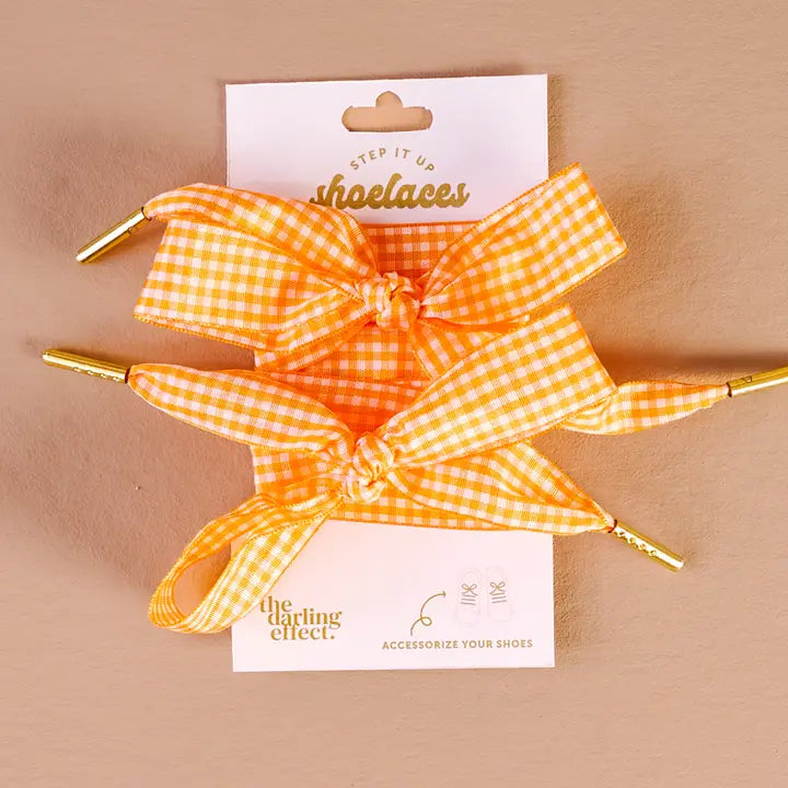 Orange & White Sheer Gingham Shoelaces Tennessee Vols Gameday