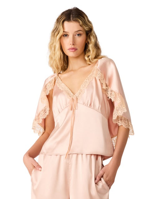 Steve Madden Maryana Lace Cape Top ballet pink 