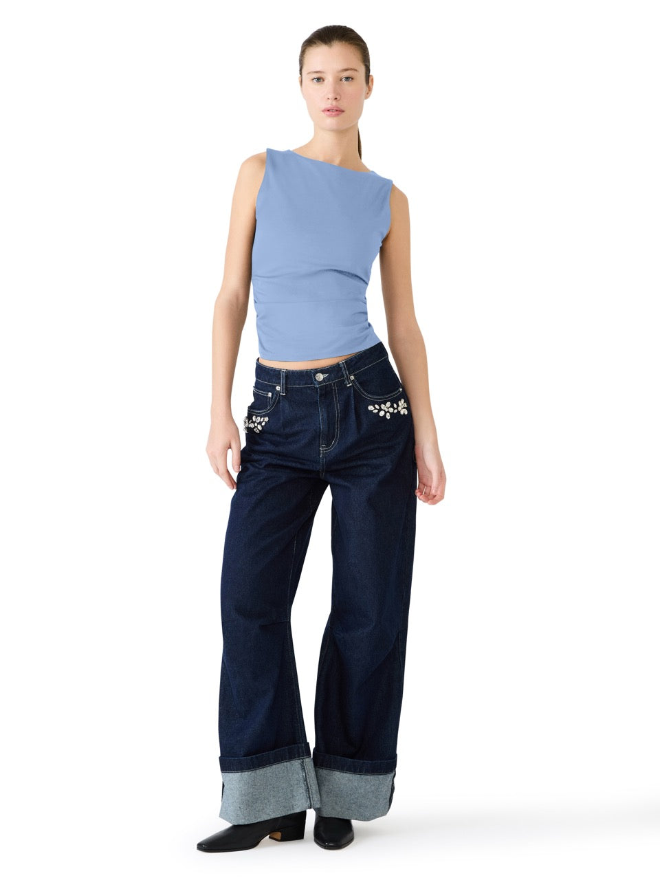 steve madden adair knit top windsurfer blue 