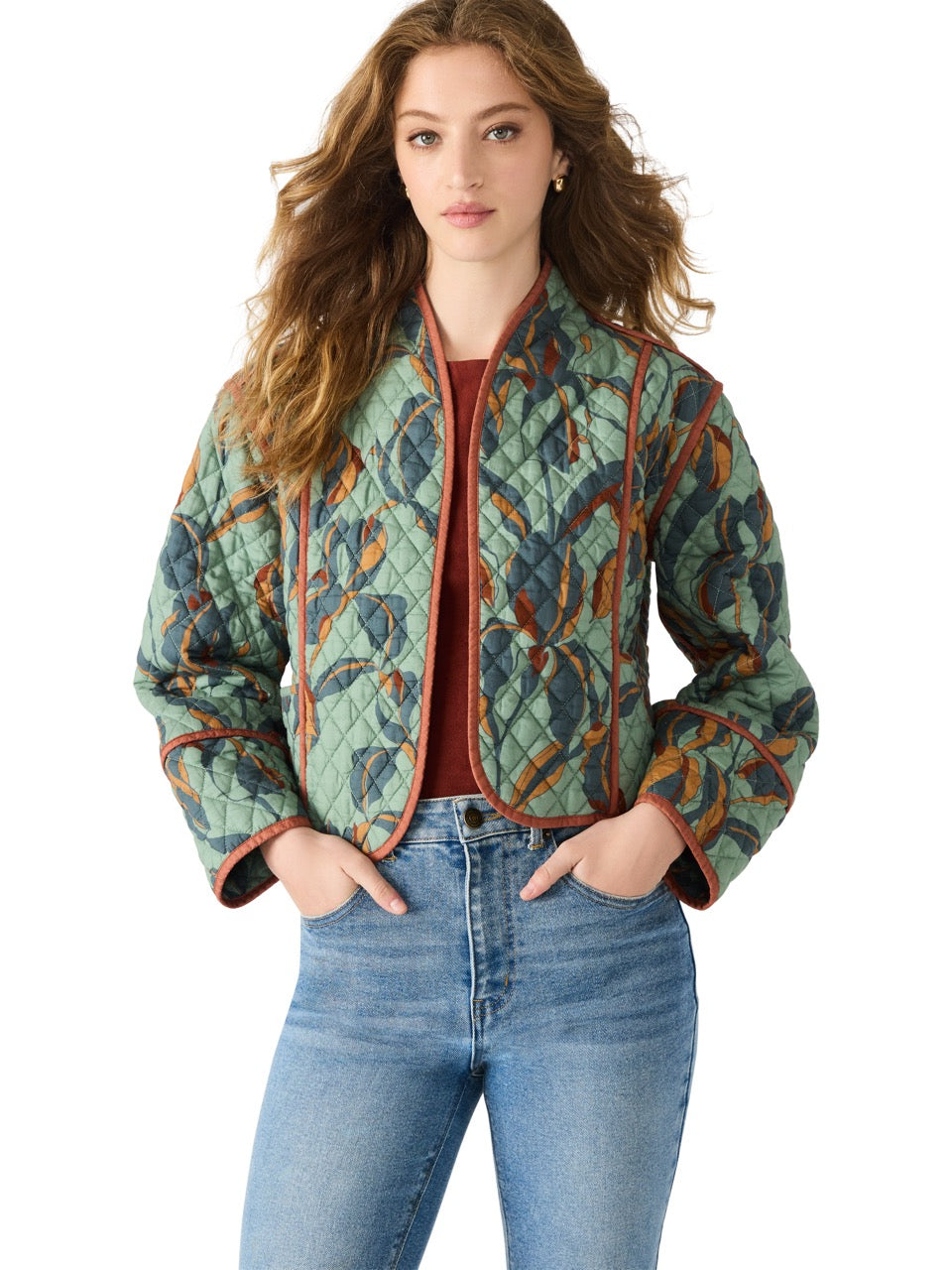 Steve Madden Adalynn Quilted Jacket in dark sage