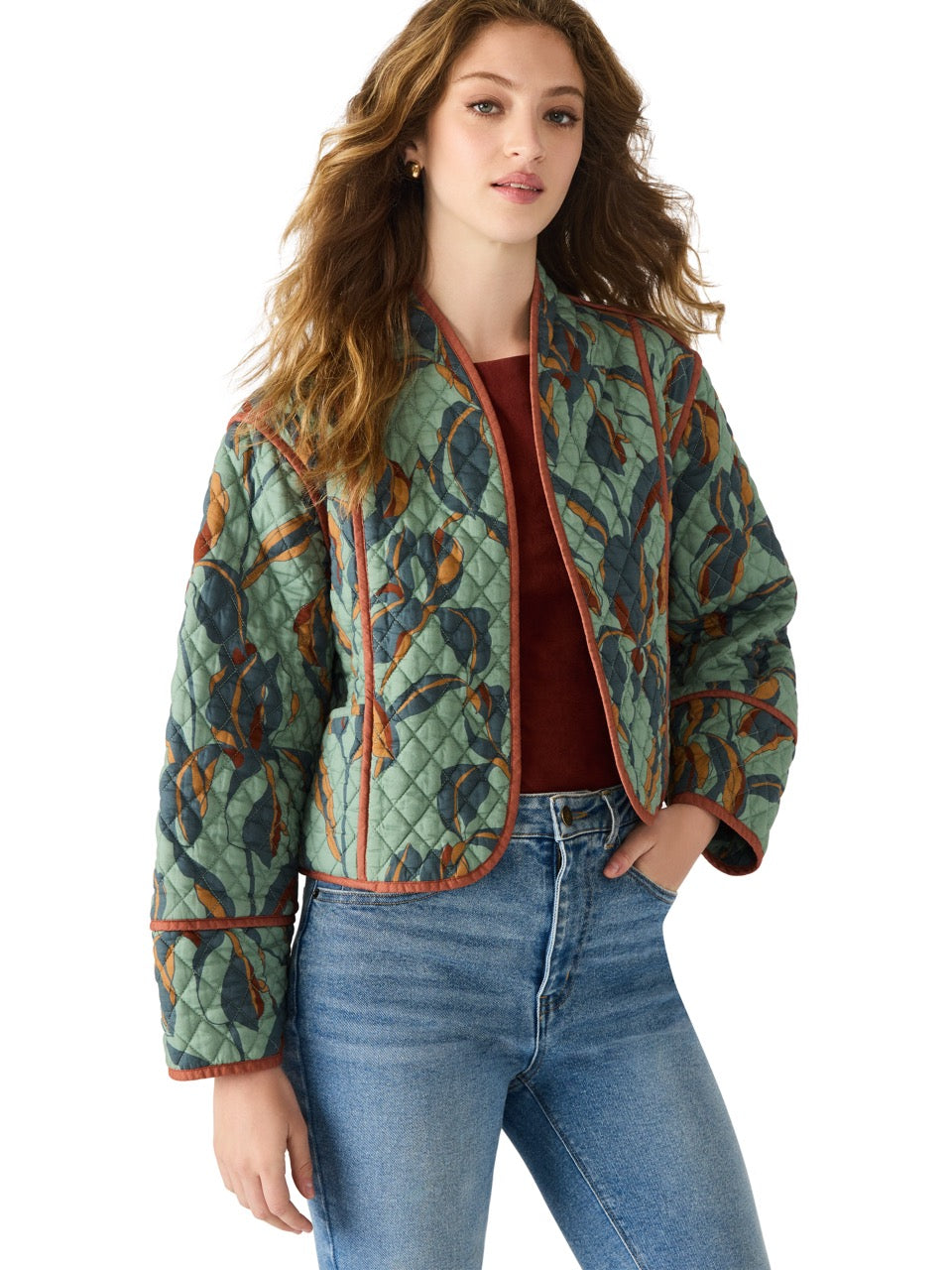 Steve Madden Adalynn Quilted Jacket in dark sage