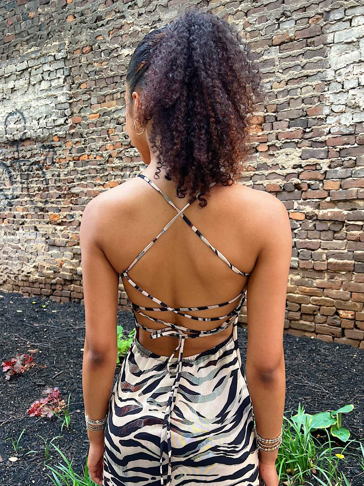 Steve Madden Adella Maxi Cami Dress Caramel Zebra