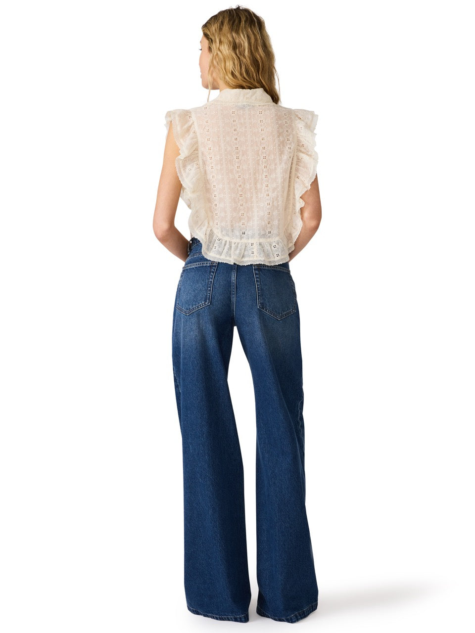 Steve Madden Adelyn Ruffle Eyelet Top natural