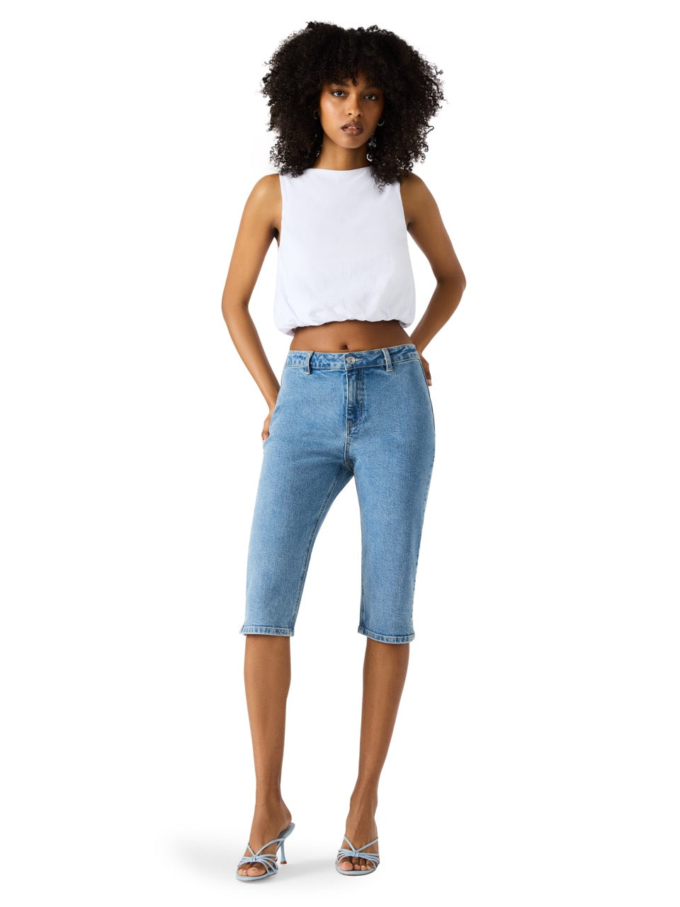Steve Madden Alta Bubble Hem Crop Top Antique