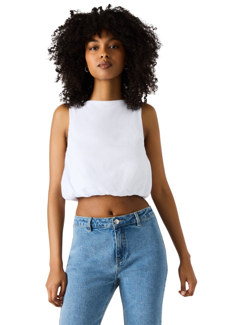 Steve Madden Alta Bubble Hem Crop Top Antique