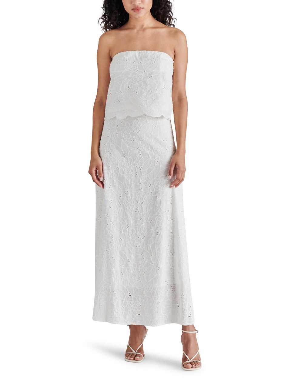 steve madden amalia skirt in white-full model view