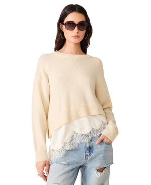 Steve Madden Aries Asymmetric Lace Trim Sweater