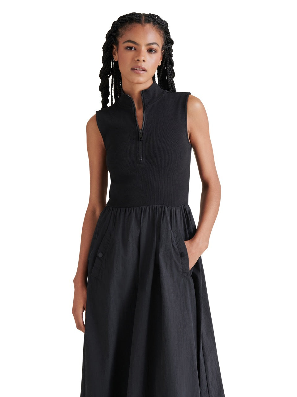 Steve Madden Berlin Dress in black-front detail view