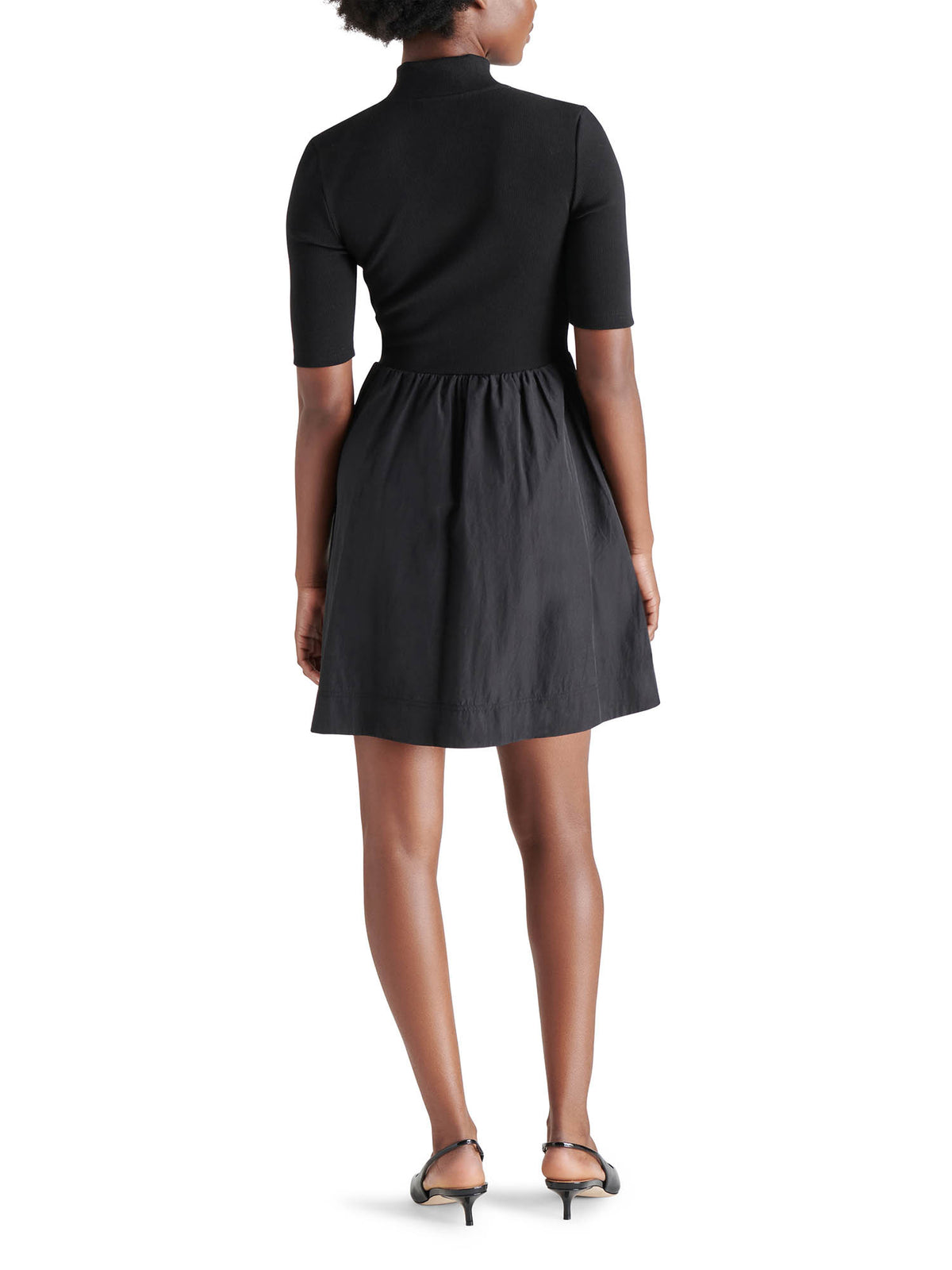 Steve Madden Berlina Ribbed Bodice Mini Dress in Black