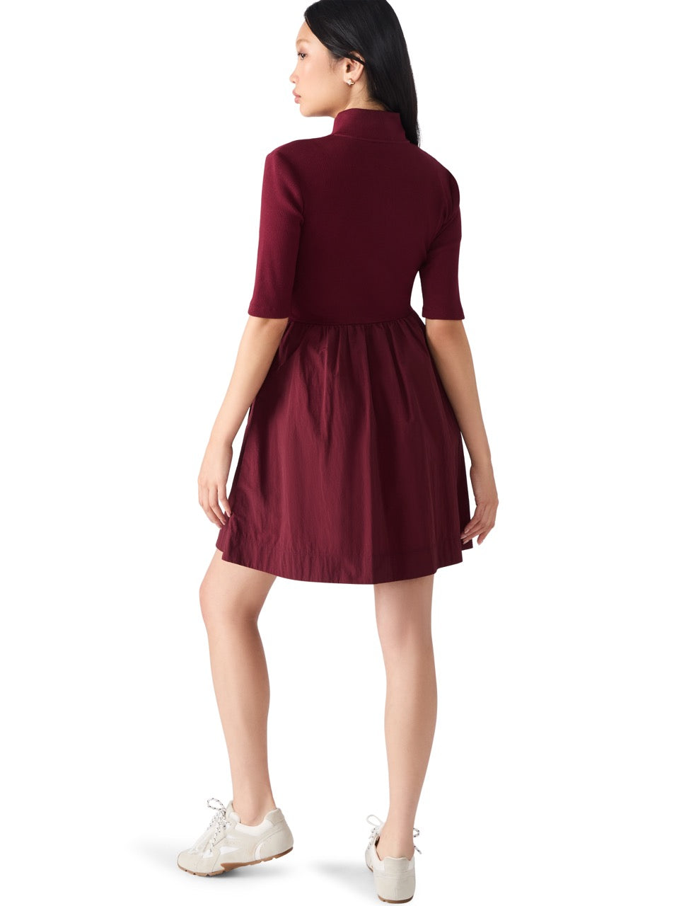 Steve Madden Berlina Ribbed Bodice Mini Dress in wine 