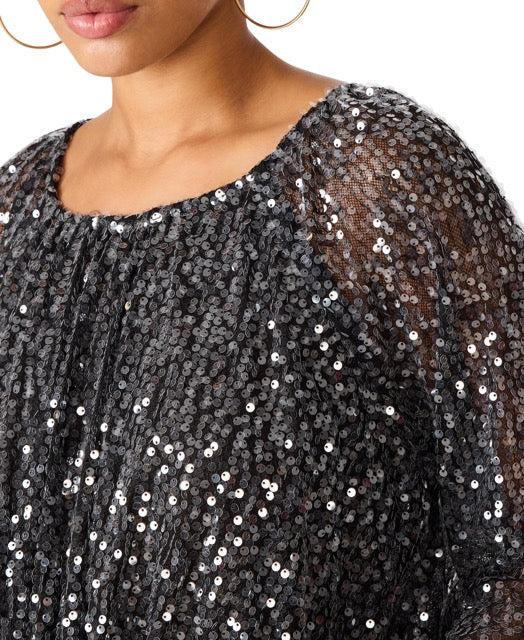 Steve Madden Beverlie Sequin Embellished Top black 