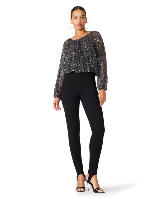 Steve Madden Beverlie Sequin Embellished Top black 
