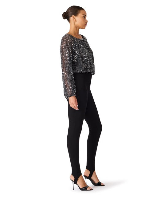 Steve Madden Beverlie Sequin Embellished Top black 