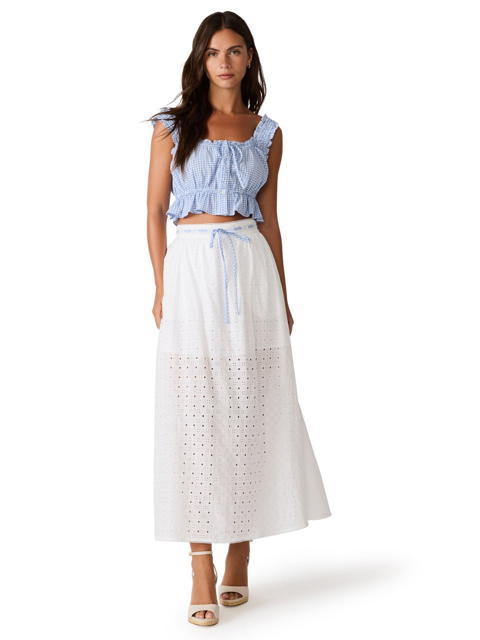 Steve Madden Brooklyn Crop Top pale blue check 