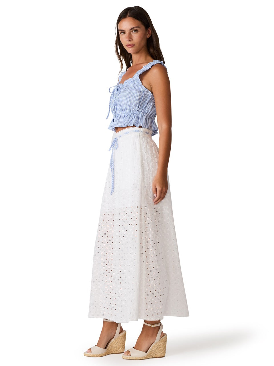 Steve Madden Brooklyn Crop Top pale blue check 