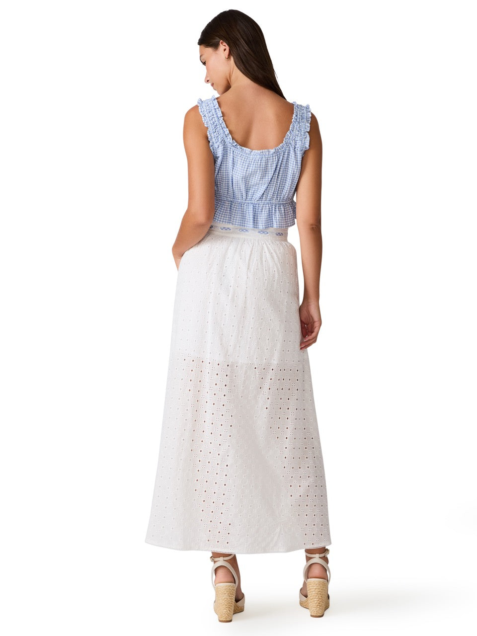 Steve Madden Brooklyn Crop Top pale blue check 