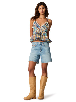 Steve Madden Bryna Plaid Cami Top brown plaid mix