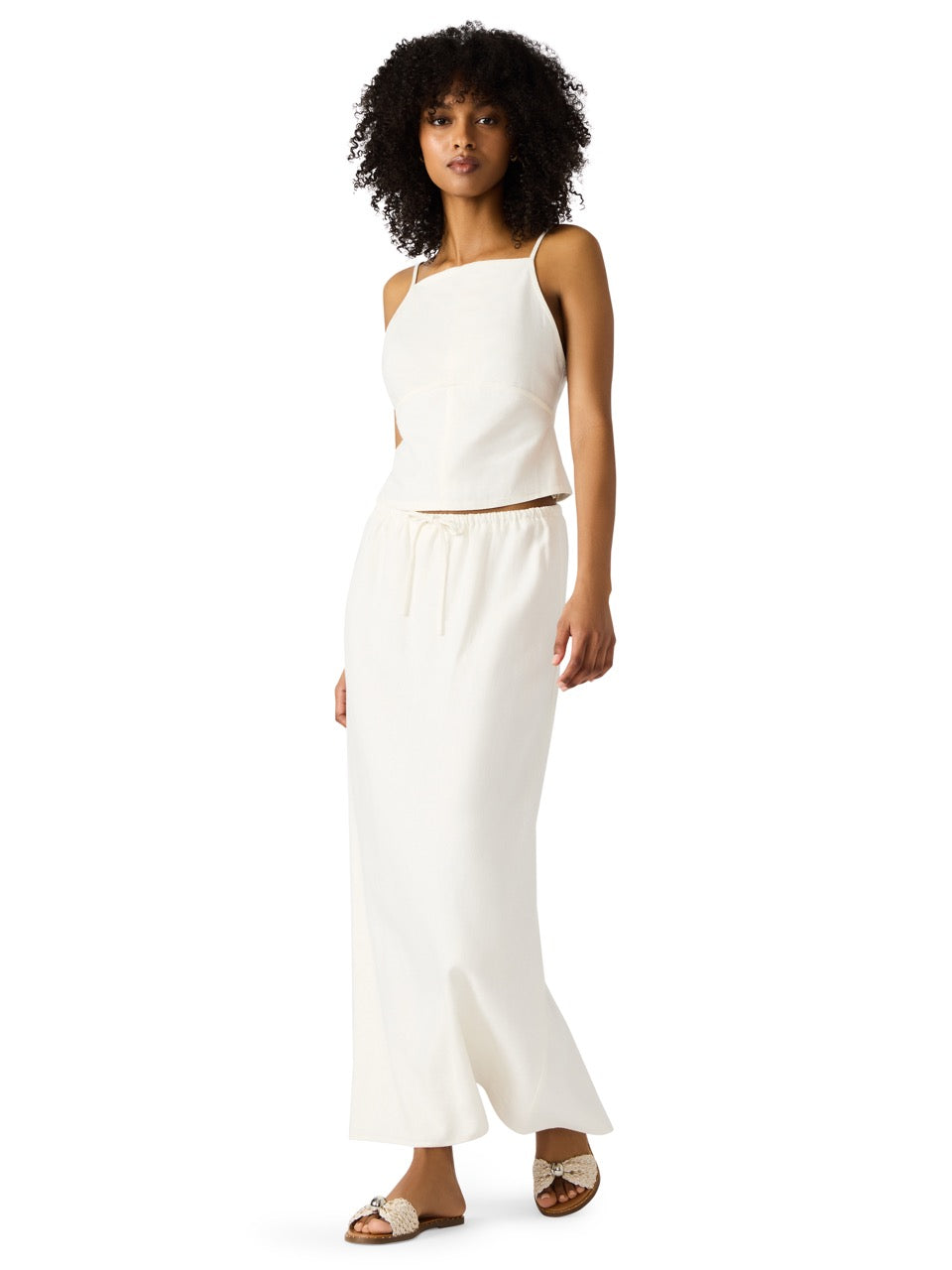 Steve Madden Cadi Drawstring Waist Maxi Skirt Coconut Milk